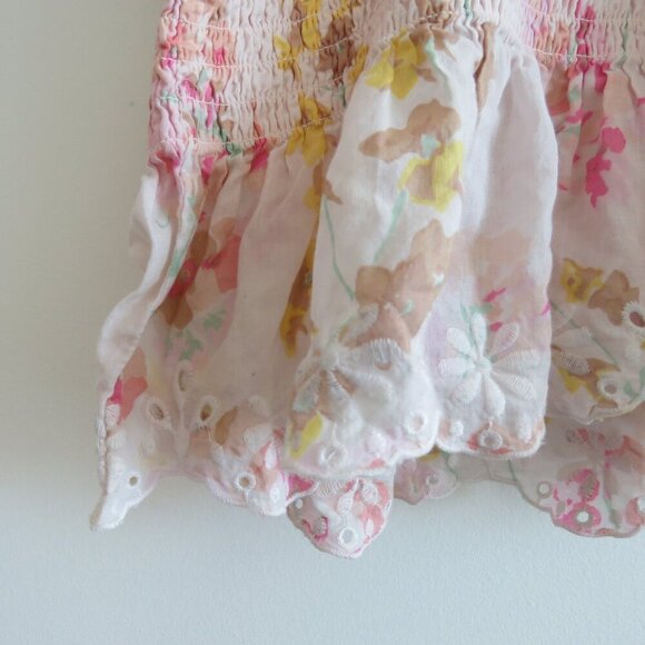 POLO RALPH LAUREN Floral Ruffled Peplum Tank Top Eyelet Pastel Cottage Preppy - Picture 3 of 13